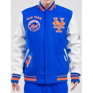 Pro Standard Retro Classic NY Mets Royal Blue Wool Varsity Jacket Men's Size XL.
